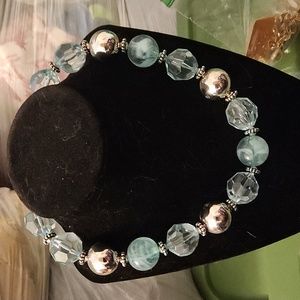 5/$12 jewelry Chunky Blue and Silver Beaded Necklace